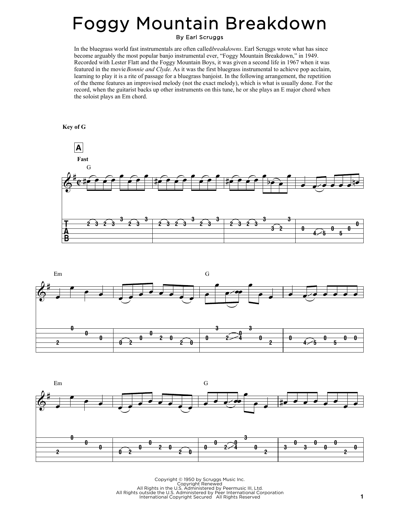 Lester Flatt & Earl Scruggs Foggy Mountain Breakdown (arr. Fred Sokolow) sheet music notes and chords. Download Printable PDF.