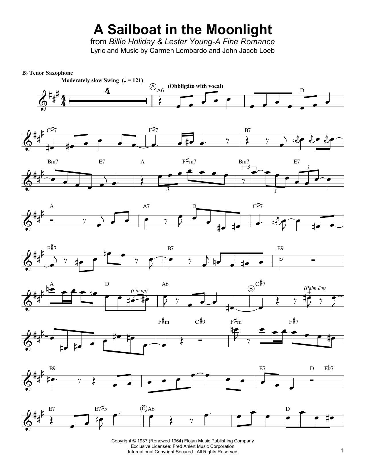 Learn to play Lester Young A Sailboat In The Moonlight sheet music for Tenor Sax Transcription in minutes. Price: 6.9900$ Lester Young A Sailboat In The Moonlight sheet music notes and chords arranged for Tenor Sax Transcription