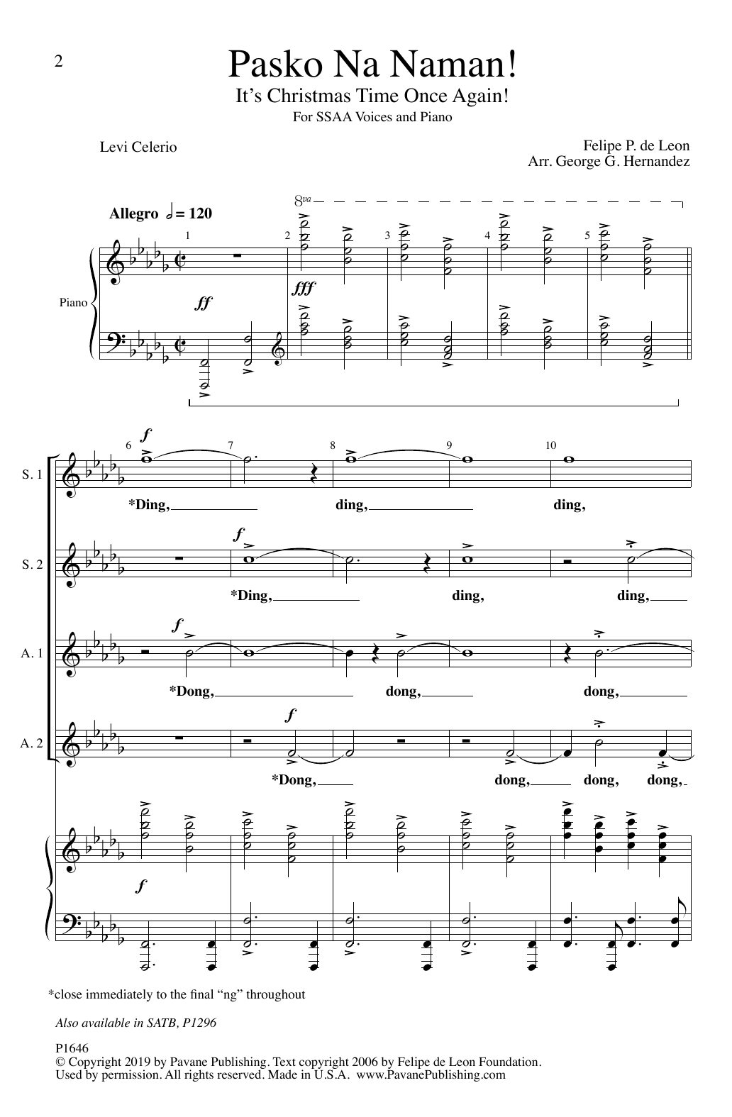 Levi Celerio and Felipe P. de Leon Pasko Na Naman! sheet music notes and chords. Download Printable PDF.