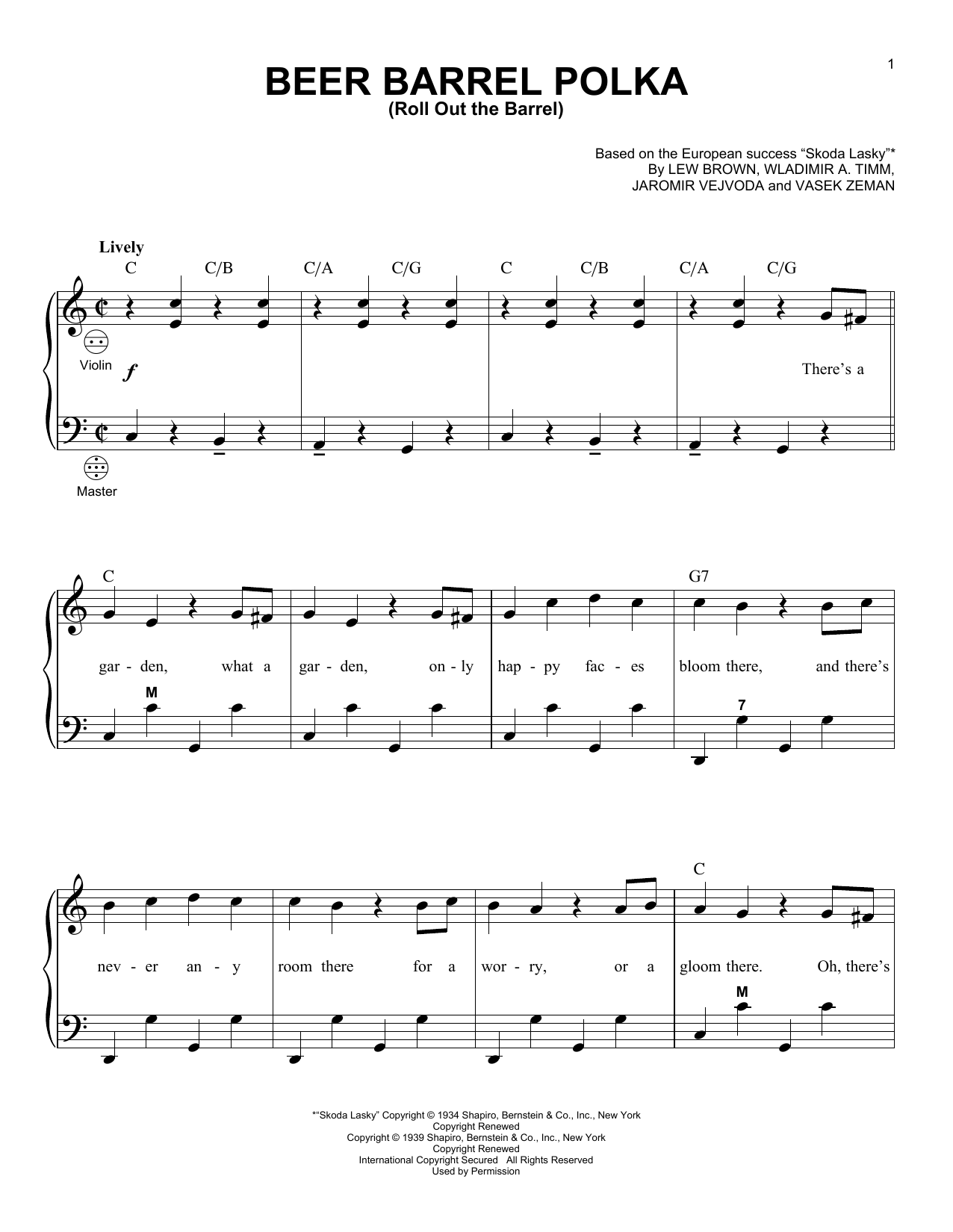 Gary Meisner Beer Barrel Polka (Roll Out The Barrel) sheet music notes and chords. Download Printable PDF.