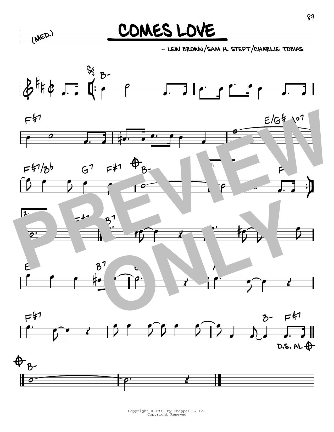 Lew Brown Comes Love sheet music notes and chords. Download Printable PDF.