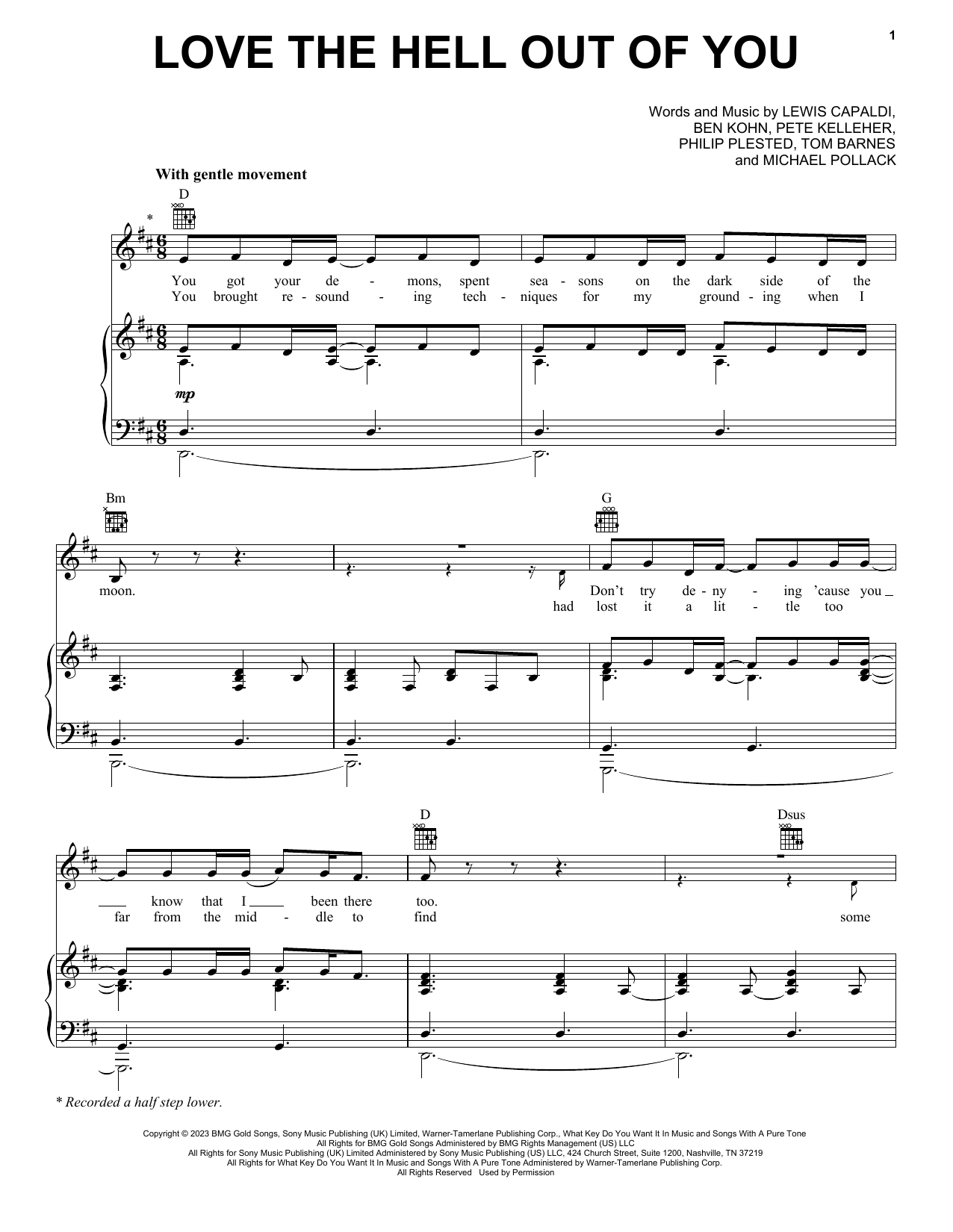 Lewis Capaldi Love The Hell Out Of You sheet music notes and chords. Download Printable PDF.