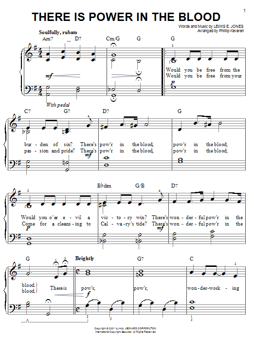 Lewis E. Jones There Is Power In The Blood sheet music notes and chords. Download Printable PDF.