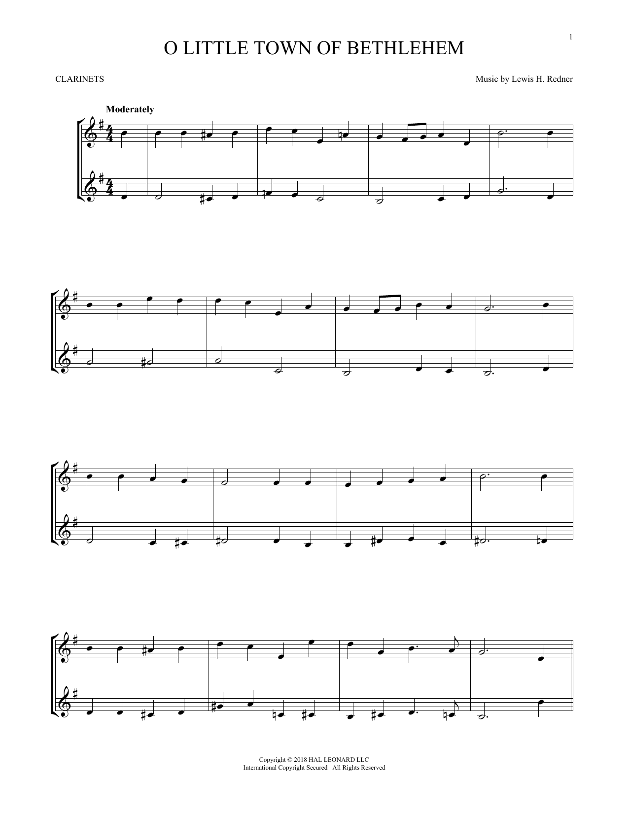 Lewis H. Redner O Little Town Of Bethlehem sheet music notes and chords. Download Printable PDF.