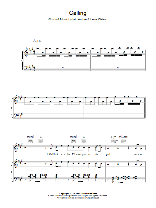 Learn to play Lewis Watson Calling sheet music for Piano, Vocal & Guitar Chords in minutes. Price: 7.8900$ Lewis Watson Calling sheet music notes and chords arranged for Piano, Vocal & Guitar Chords