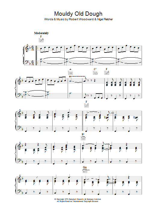Learn to play Lieutenant Pigeon Mouldy Old Dough sheet music for Piano, Vocal & Guitar Chords in minutes. Price: 7.8900$ Lieutenant Pigeon Mouldy Old Dough sheet music notes and chords arranged for Piano, Vocal & Guitar Chords