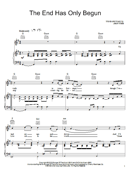 Learn to play Lifehouse The End Has Only Begun sheet music for Piano, Vocal & Guitar Chords (Right-Hand Melody) in minutes. Price: 7.8900$ Lifehouse The End Has Only Begun sheet music notes and chords arranged for Piano, Vocal & Guitar Chords (Right-Hand Melody)