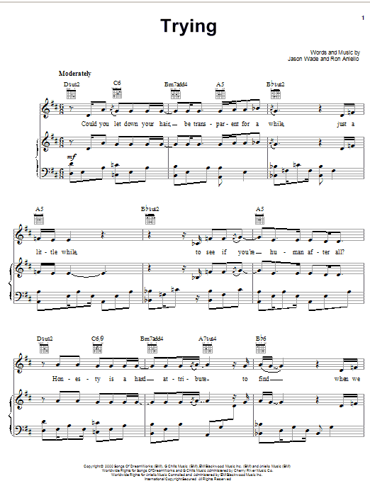 Learn to play Lifehouse Trying sheet music for Piano, Vocal & Guitar Chords (Right-Hand Melody) in minutes. Price: 7.8900$ Lifehouse Trying sheet music notes and chords arranged for Piano, Vocal & Guitar Chords (Right-Hand Melody)