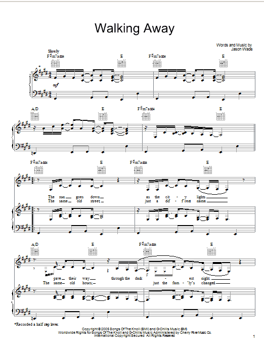 Learn to play Lifehouse Walking Away sheet music for Piano, Vocal & Guitar Chords (Right-Hand Melody) in minutes. Price: 7.8900$ Lifehouse Walking Away sheet music notes and chords arranged for Piano, Vocal & Guitar Chords (Right-Hand Melody)