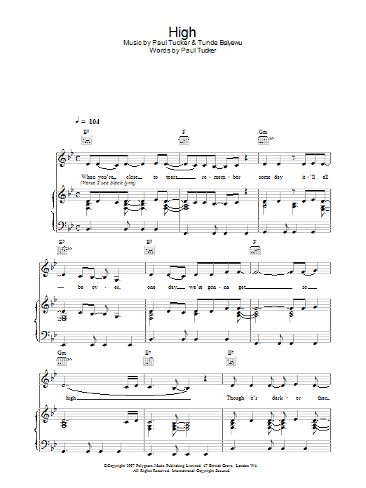 The Lighthouse Family High sheet music notes and chords. Download Printable PDF.