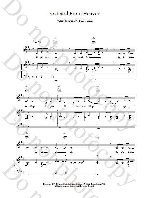 The Lighthouse Family Postcard From Heaven sheet music notes and chords arranged for Piano, Vocal & Guitar Chords