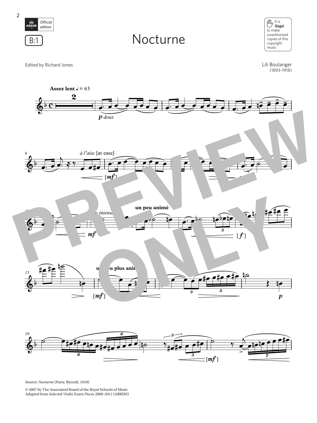 Lili Boulanger Nocturne (Grade 7 List B1 from the ABRSM Flute syllabus from 2022) sheet music notes and chords. Download Printable PDF.