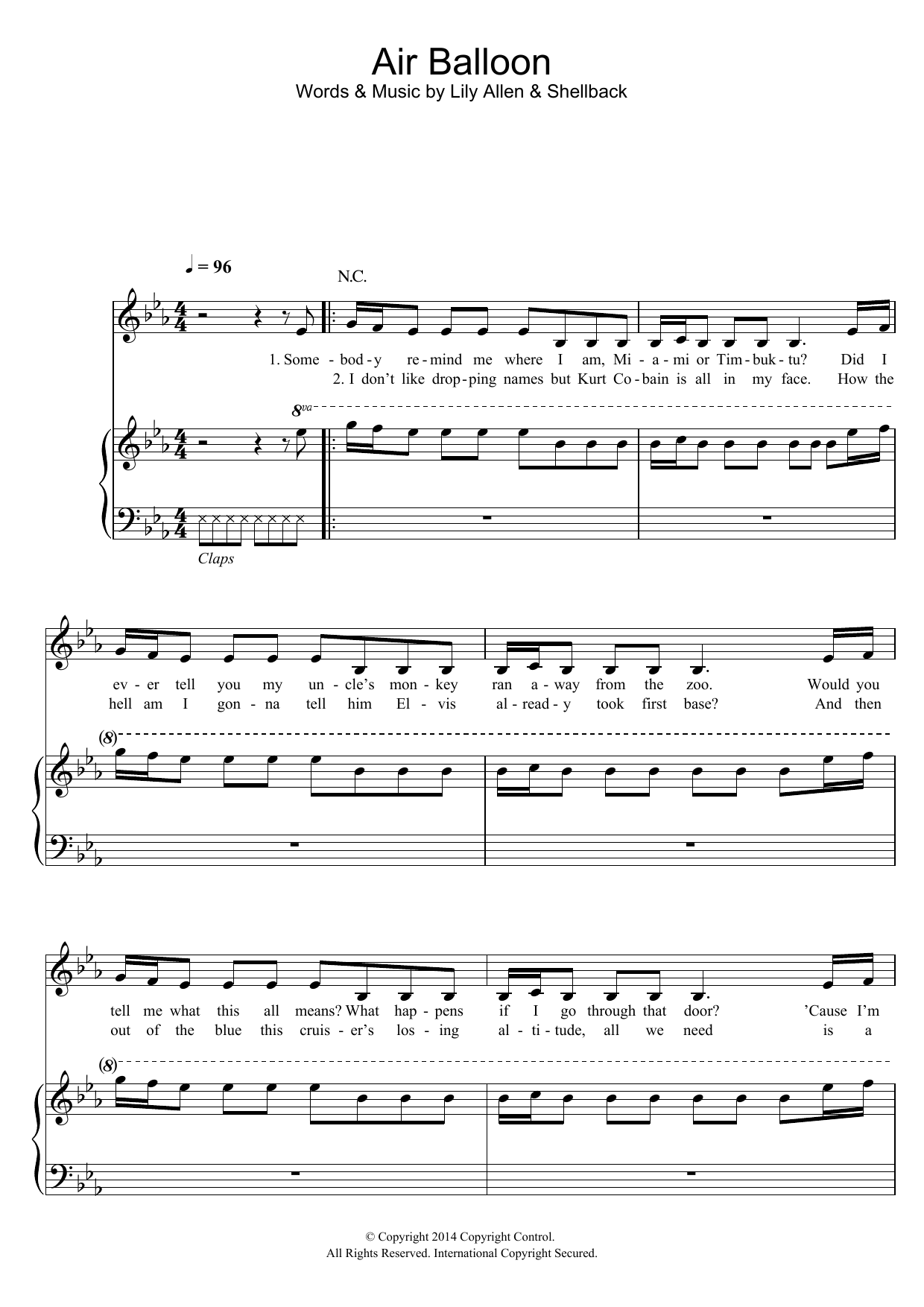 Learn to play Lily Allen Air Balloon sheet music for Piano, Vocal & Guitar Chords in minutes. Price: 7.8900$ Lily Allen Air Balloon sheet music notes and chords arranged for Piano, Vocal & Guitar Chords