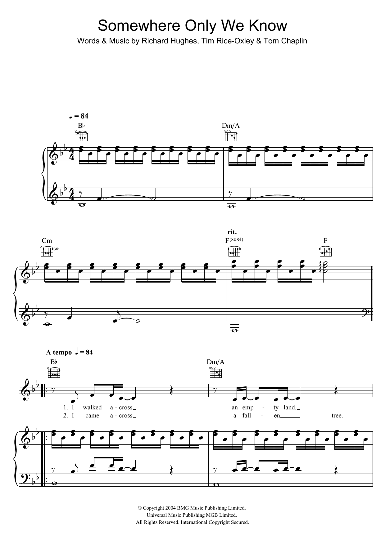 Lily Allen Somewhere Only We Know sheet music notes and chords. Download Printable PDF.