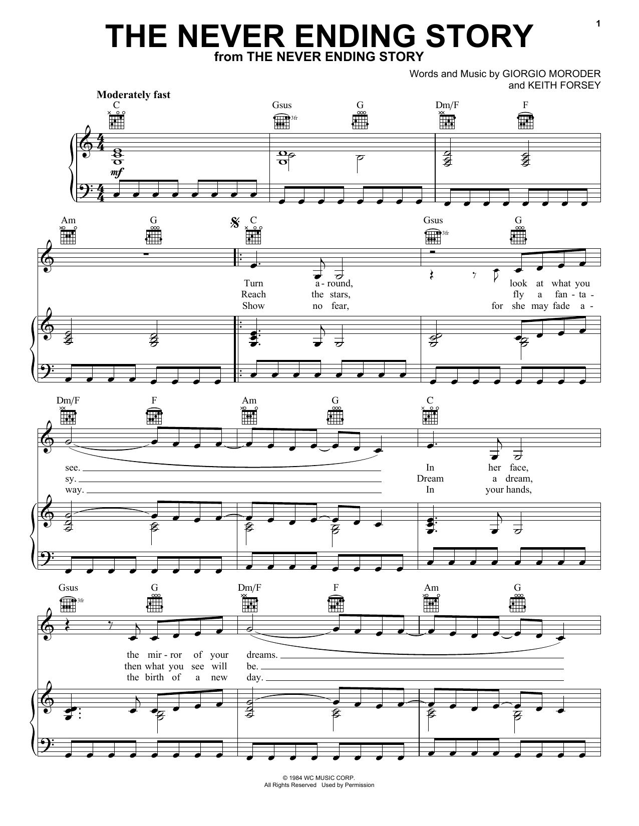 Limahl The Never Ending Story sheet music notes and chords. Download Printable PDF.