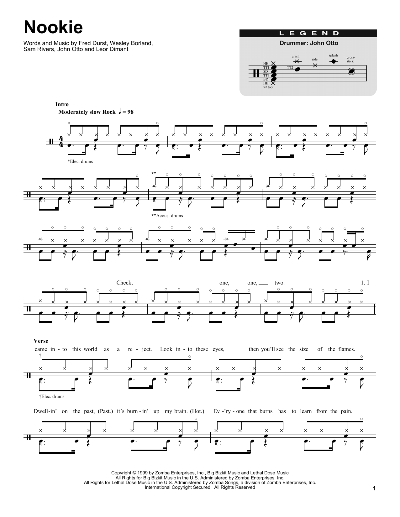 Limp Bizkit Nookie sheet music notes and chords. Download Printable PDF.