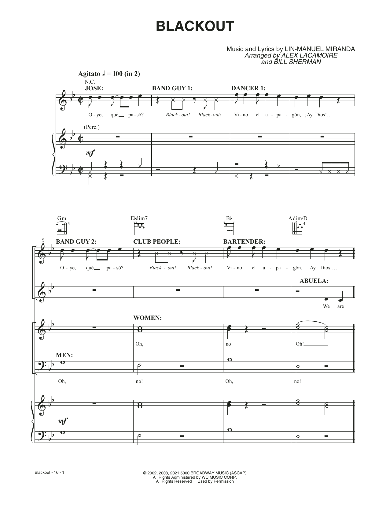 Lin-Manuel Miranda Blackout (from the Motion Picture In The Heights) sheet music notes and chords. Download Printable PDF.