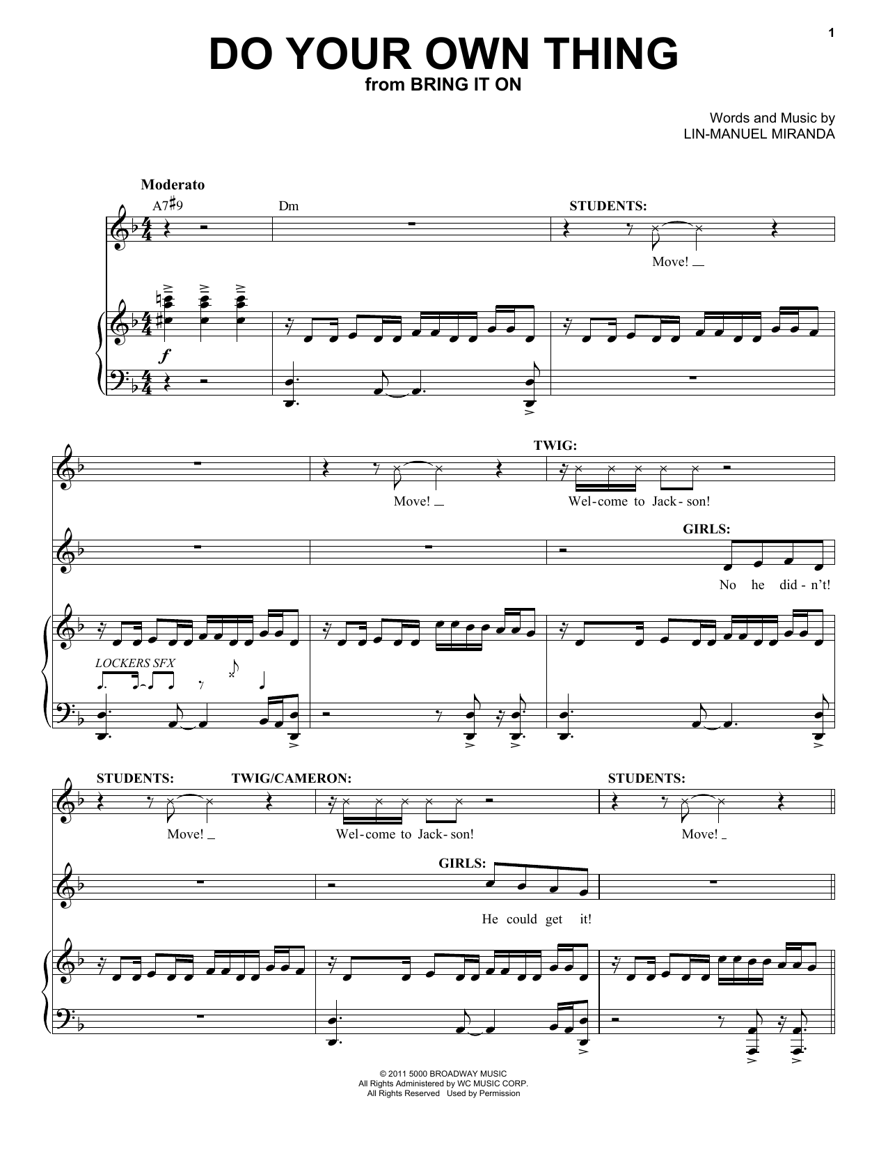 Lin-Manuel Miranda Do Your Own Thing (from Bring It On: The Musical) sheet music notes and chords. Download Printable PDF.