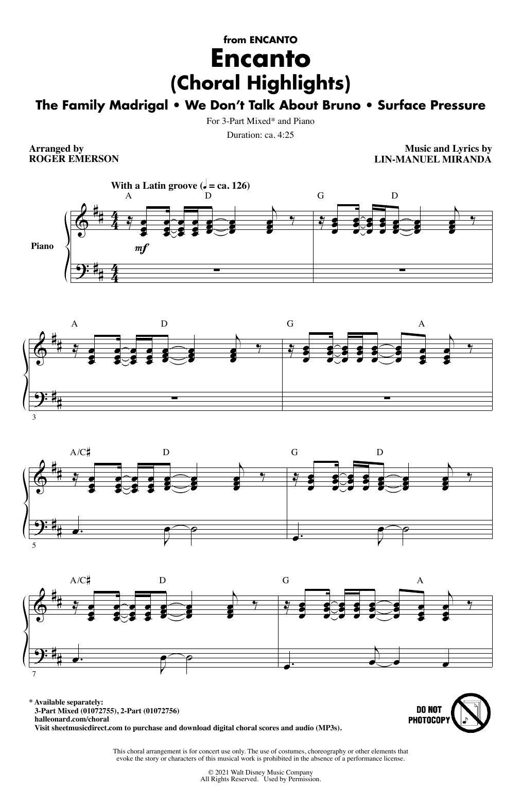 Lin-Manuel Miranda Encanto (Choral Highlights) (arr. Roger Emerson) sheet music notes and chords. Download Printable PDF.