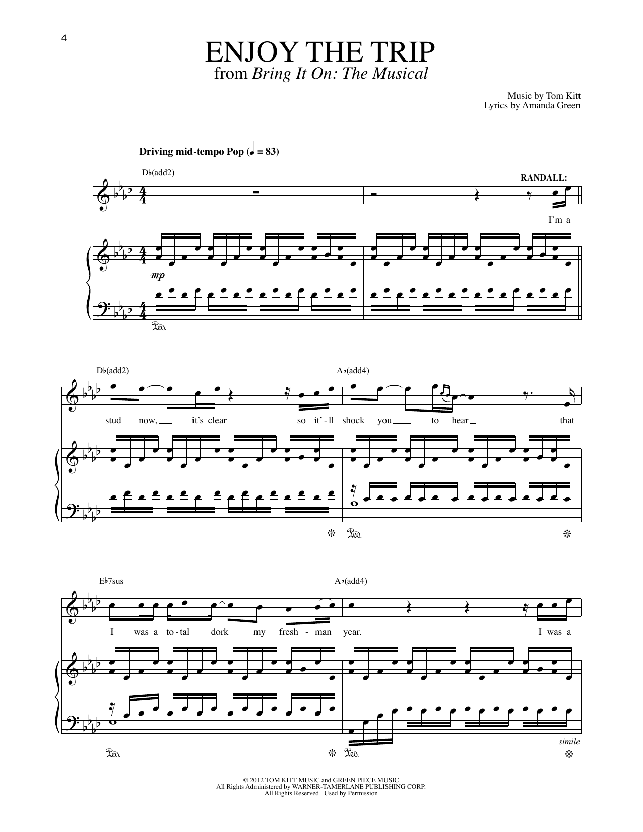 Lin-Manuel Miranda Enjoy The Trip (Solo Version) (from Bring It On: The Musical) sheet music notes and chords. Download Printable PDF.