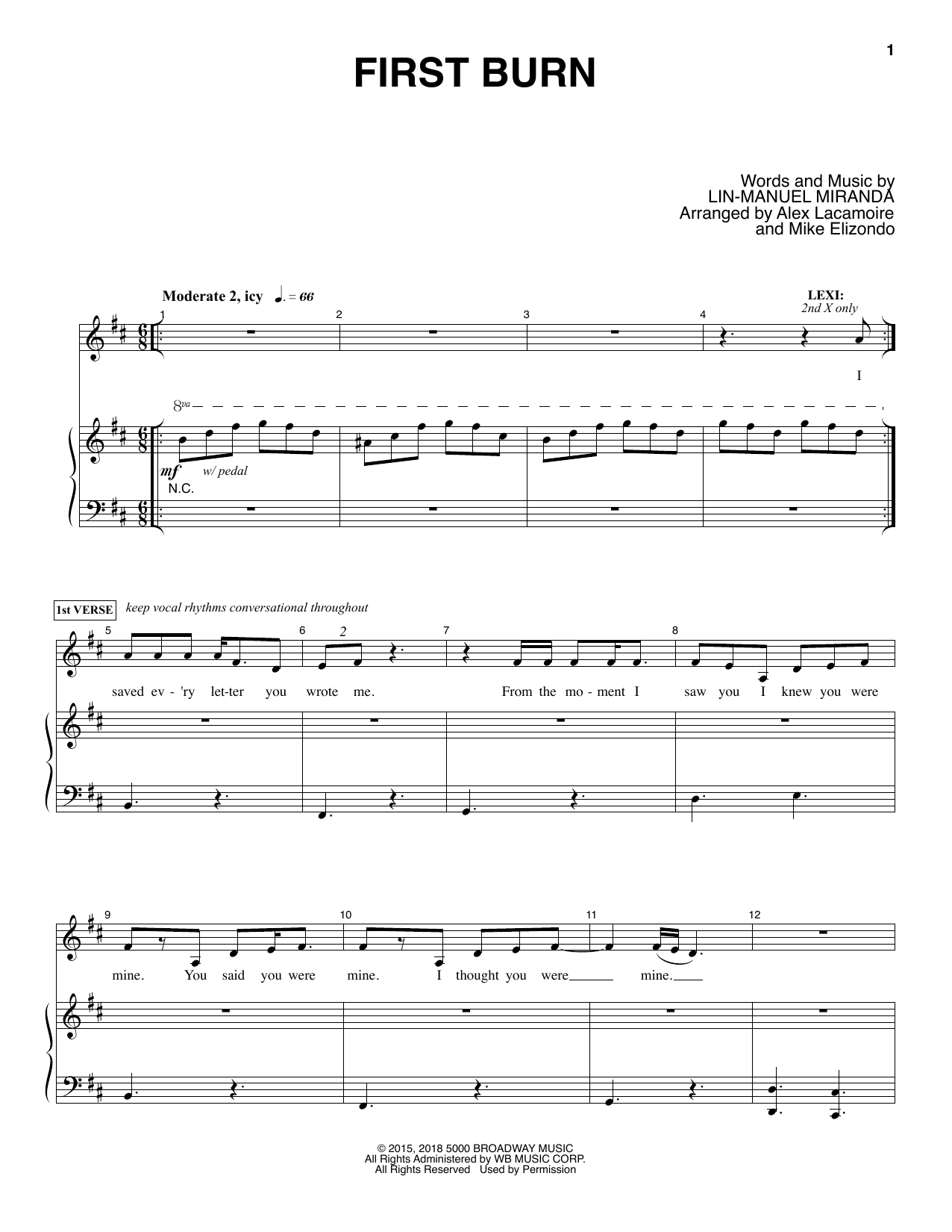 Lin-Manuel Miranda First Burn sheet music notes and chords. Download Printable PDF.