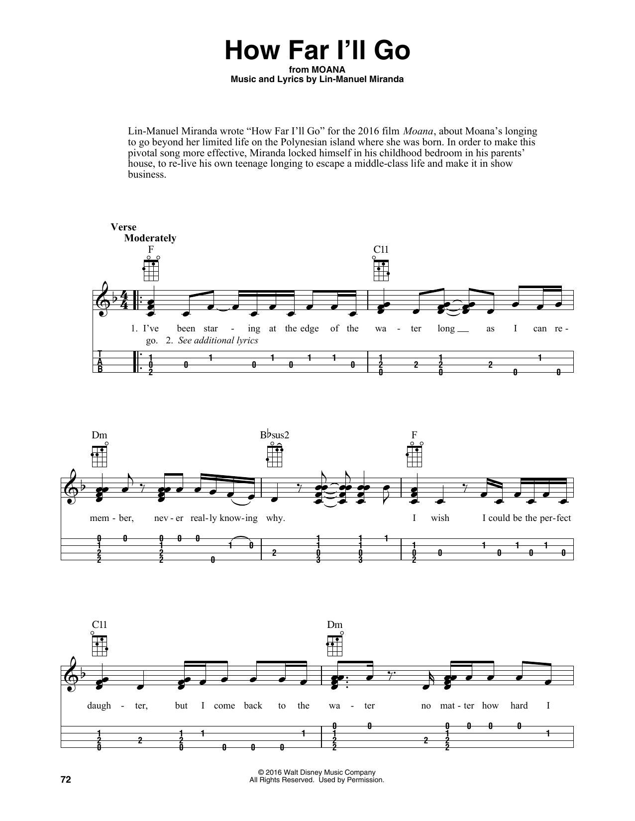 Alessia Cara How Far I'll Go (from Moana) (arr. Fred Sokolow) sheet music notes and chords. Download Printable PDF.