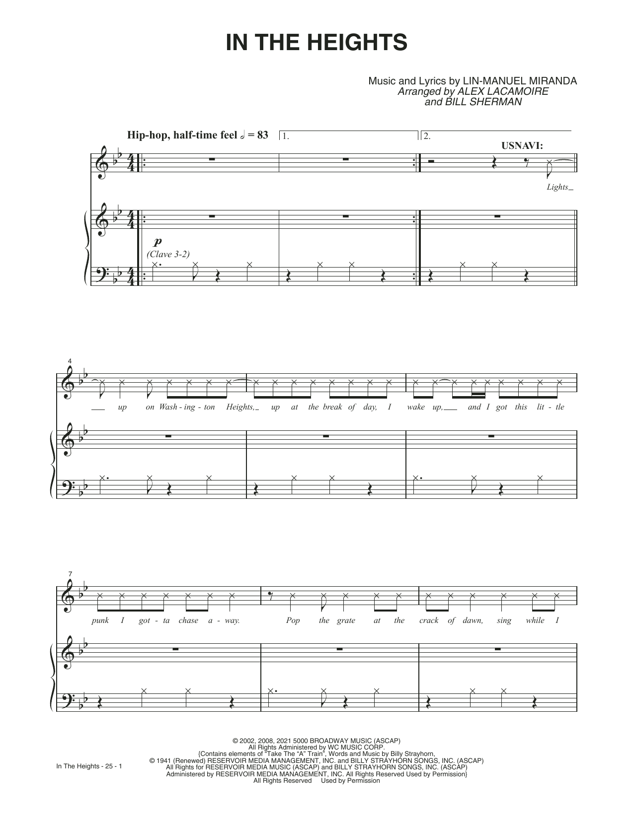 Learn to play Lin-Manuel Miranda In The Heights (from the Motion Picture In The Heights) sheet music for Piano, Vocal & Guitar Chords in minutes. Price: 7.8900$ Lin-Manuel Miranda In The Heights (from the Motion Picture In The Heights) sheet music notes and chords arranged for Piano, Vocal & Guitar Chords