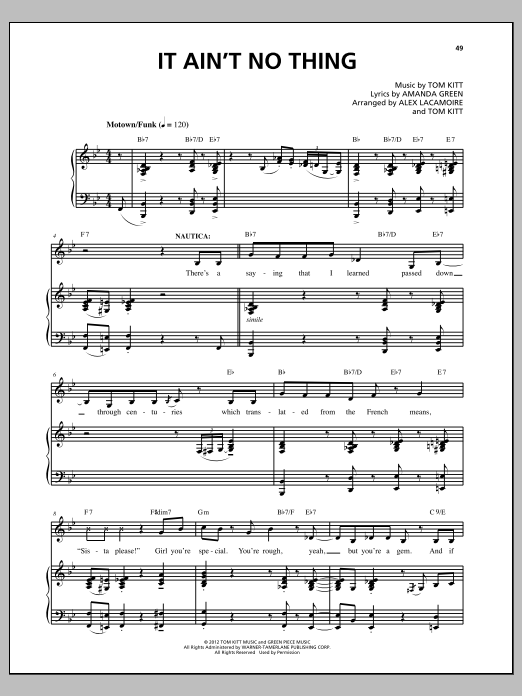 Lin-Manuel Miranda It Ain't No Thing (from Bring It On: The Musical) sheet music notes and chords. Download Printable PDF.