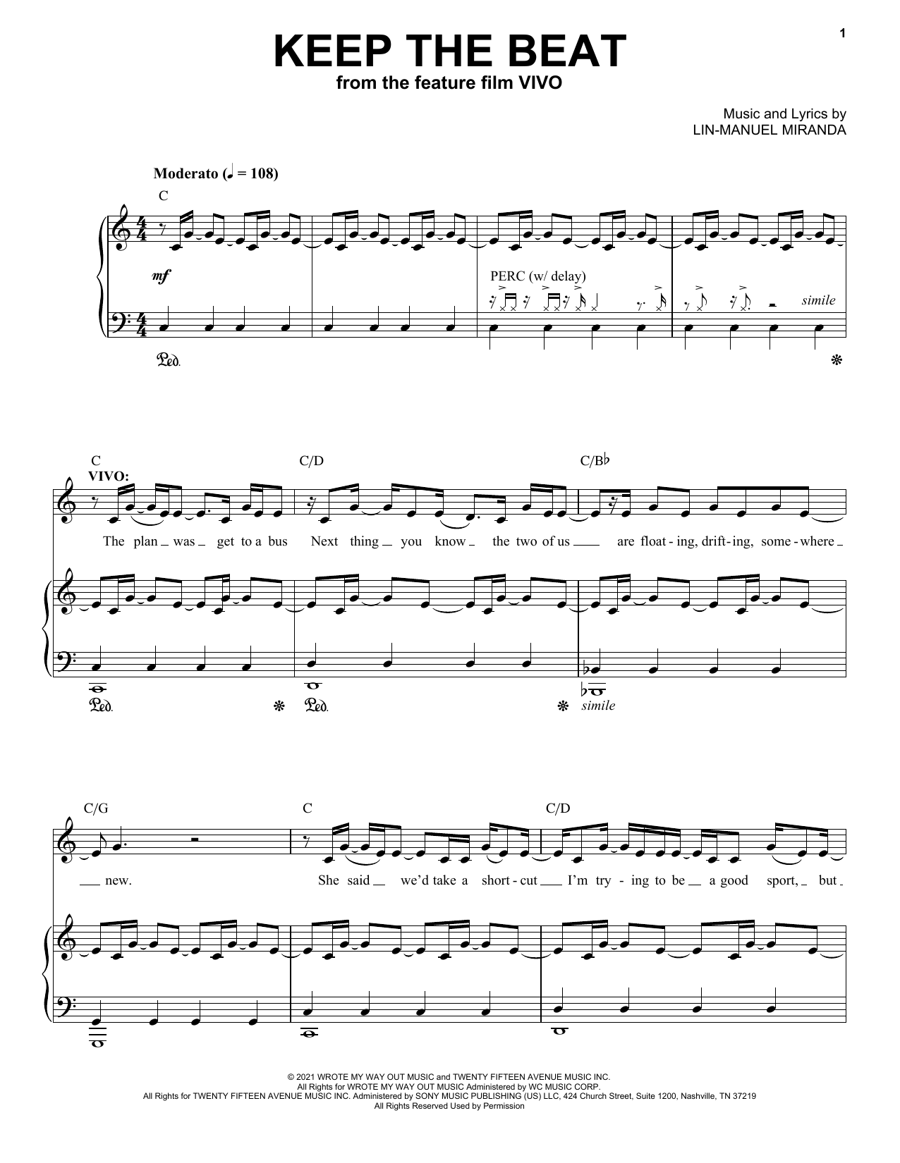 Lin-Manuel Miranda Keep The Beat (from Vivo) sheet music notes and chords. Download Printable PDF.