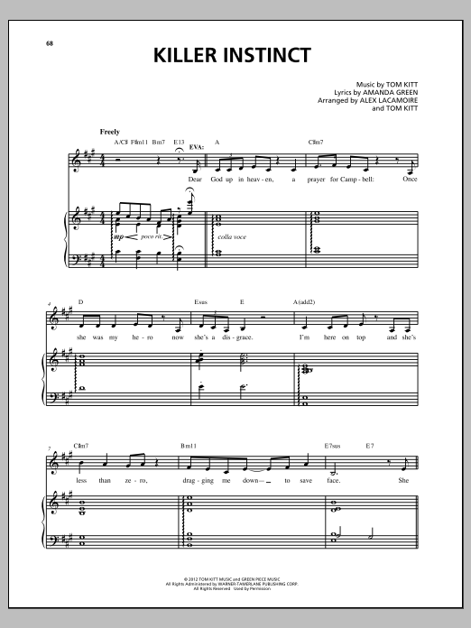 Lin-Manuel Miranda Killer Instinct (from Bring It On: The Musical) sheet music notes and chords. Download Printable PDF.