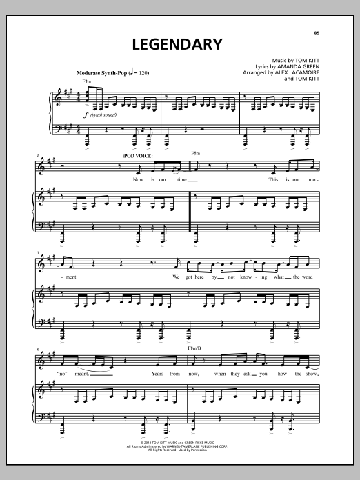 Lin-Manuel Miranda Legendary (from Bring It On: The Musical) sheet music notes and chords arranged for Piano & Vocal