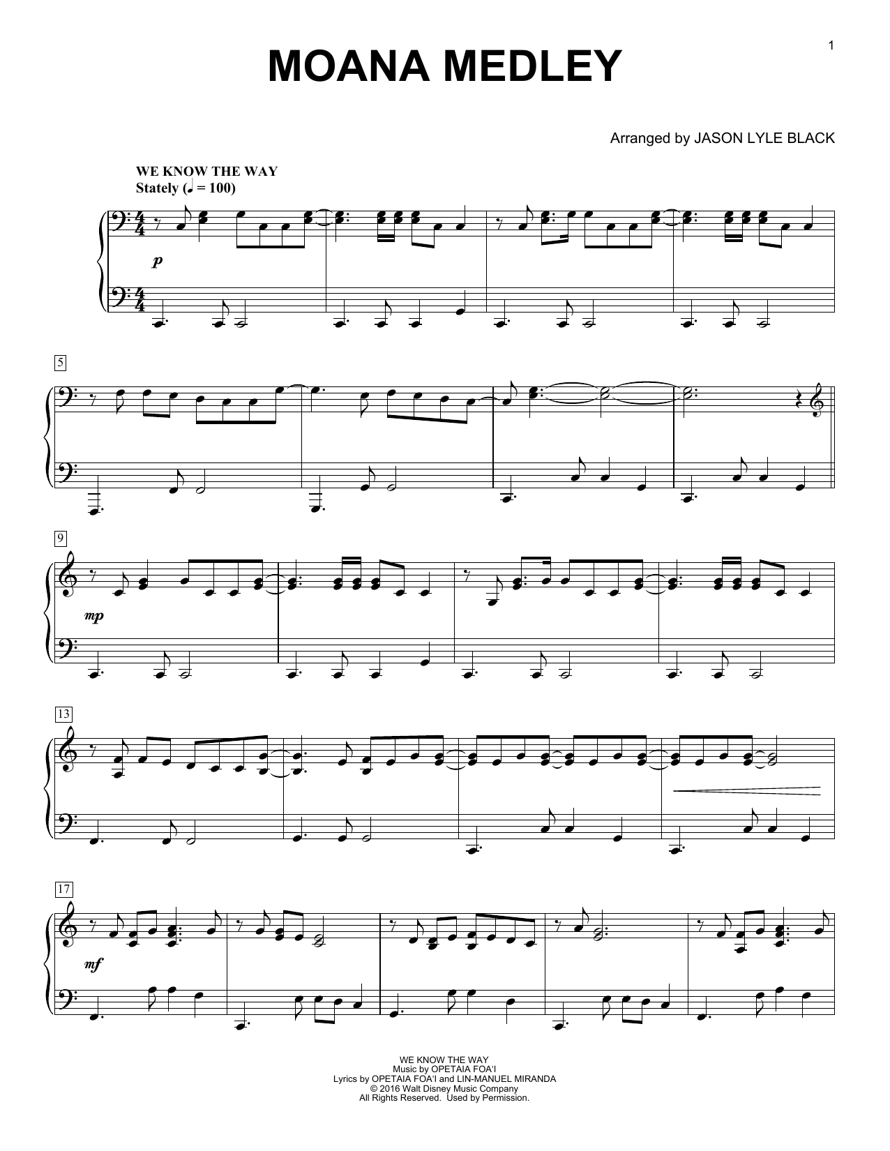 Learn to play Lin-Manuel Miranda Moana Medley (arr. Jason Lyle Black) sheet music for Piano Solo in minutes. Price: 6.9900$ Lin-Manuel Miranda Moana Medley (arr. Jason Lyle Black) sheet music notes and chords arranged for Piano Solo