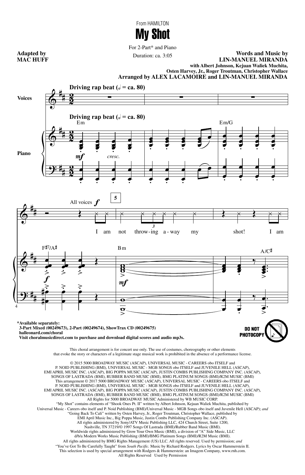 Lin-Manuel Miranda My Shot (from Hamilton) (arr. Mac Huff) sheet music notes and chords. Download Printable PDF.