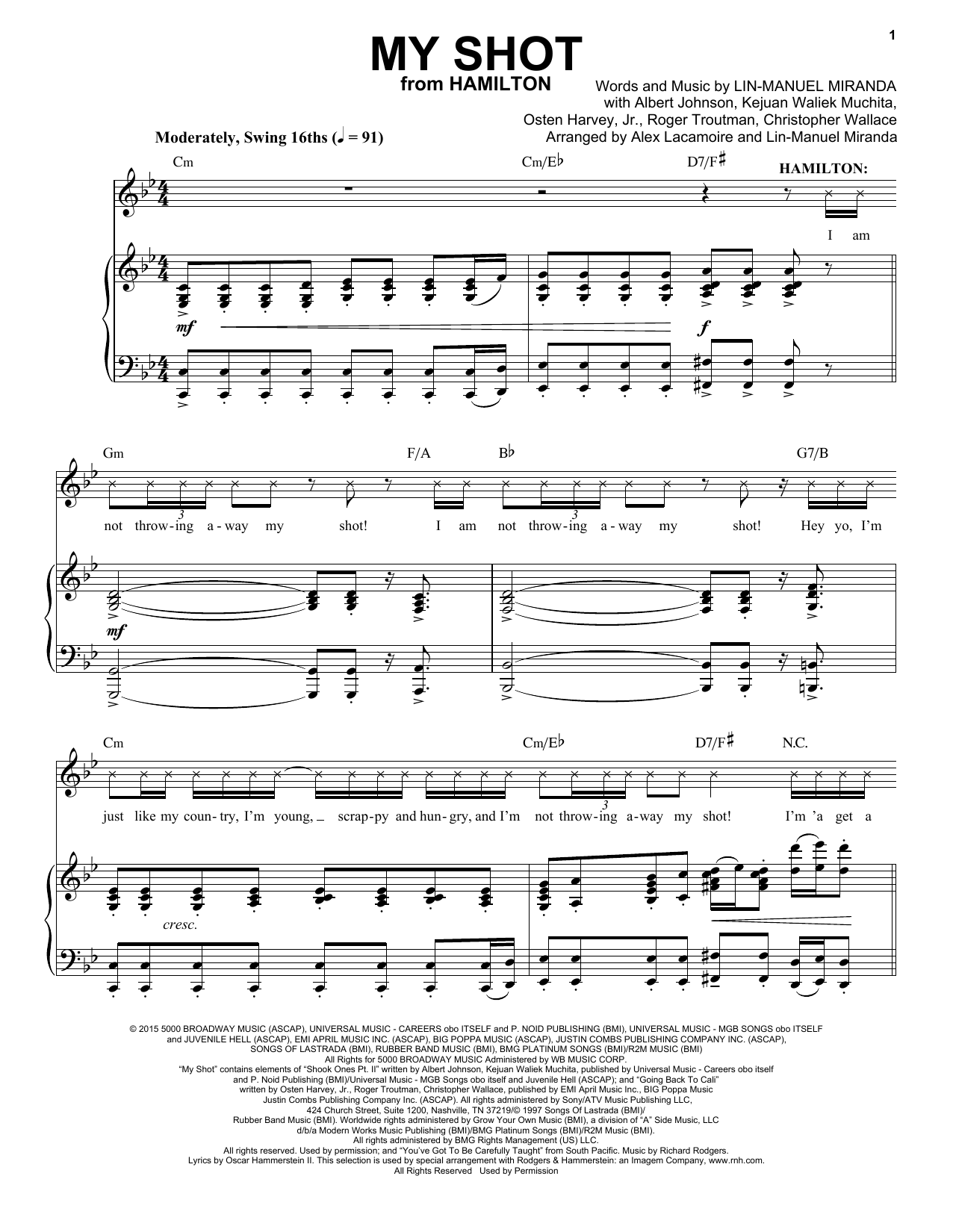 Lin-Manuel Miranda My Shot (from Hamilton) sheet music notes and chords. Download Printable PDF.