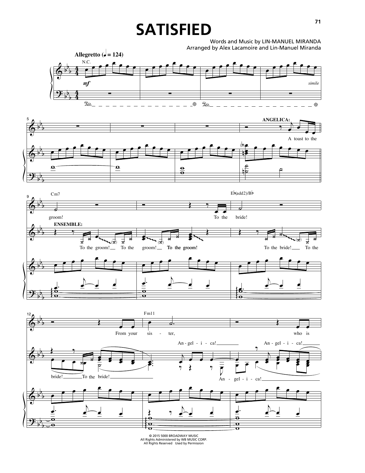 Lin-Manuel Miranda Satisfied (from Hamilton) sheet music notes and chords. Download Printable PDF.