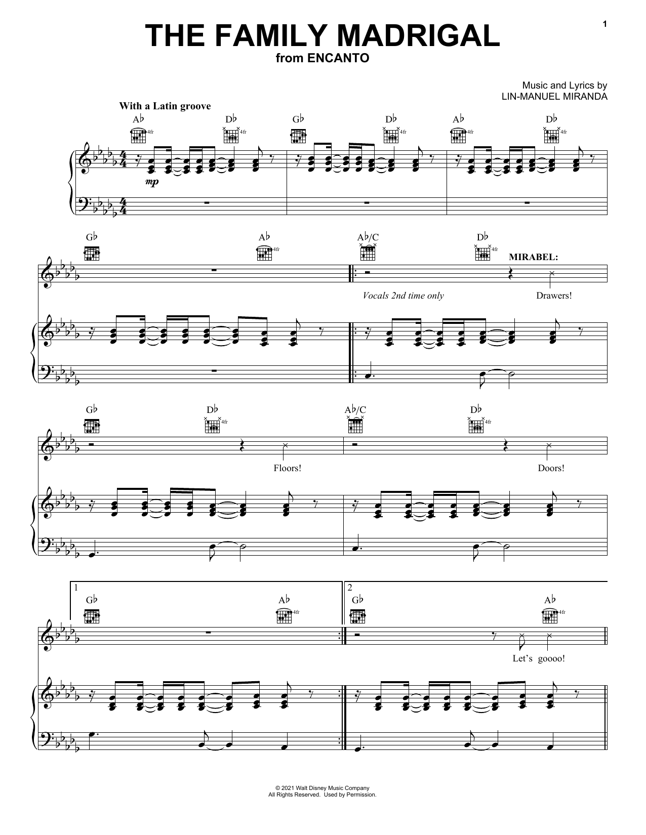 Lin-Manuel Miranda The Family Madrigal (from Encanto) sheet music notes and chords arranged for Tenor Sax Solo