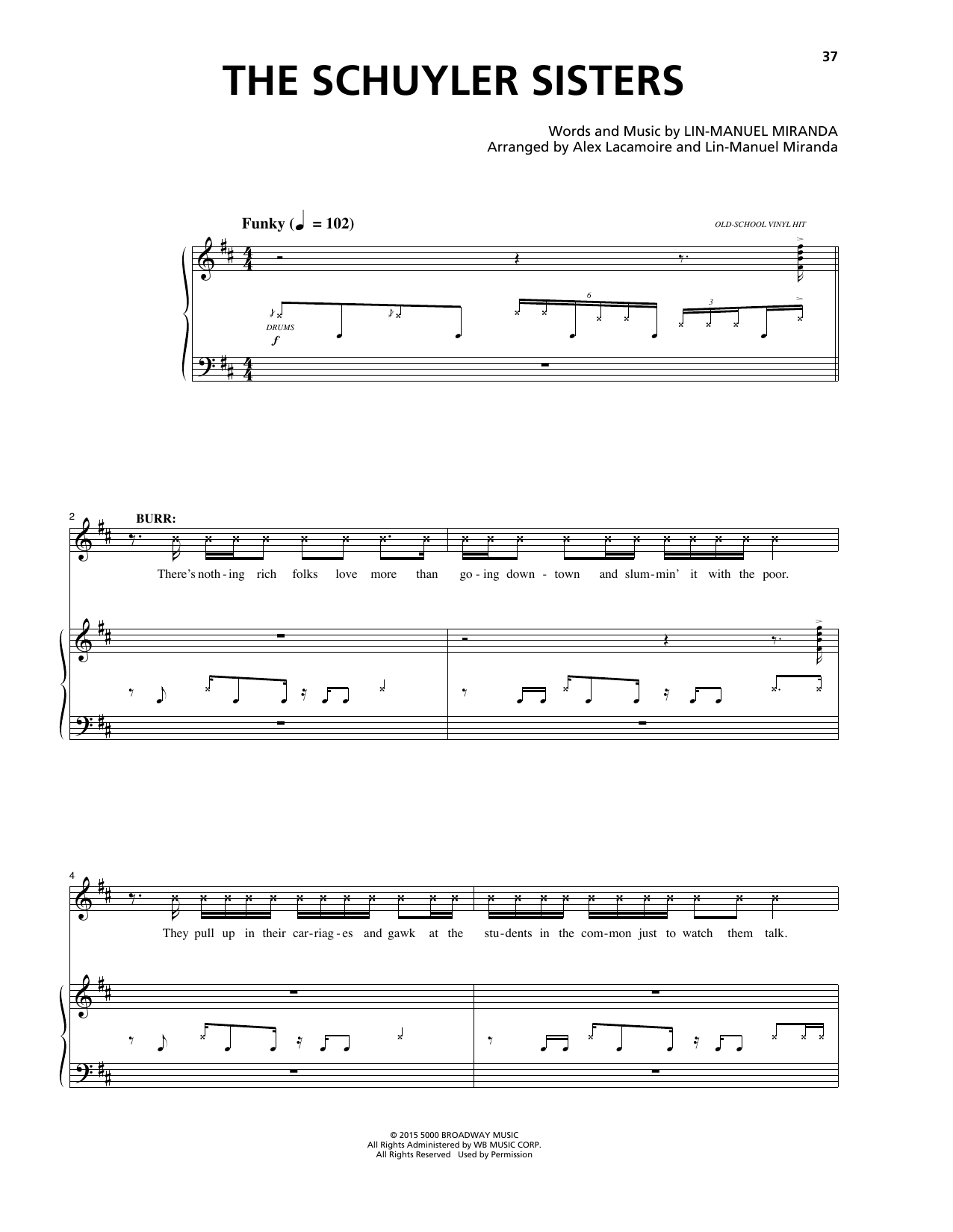 Lin-Manuel Miranda The Schuyler Sisters (from Hamilton) sheet music notes and chords. Download Printable PDF.