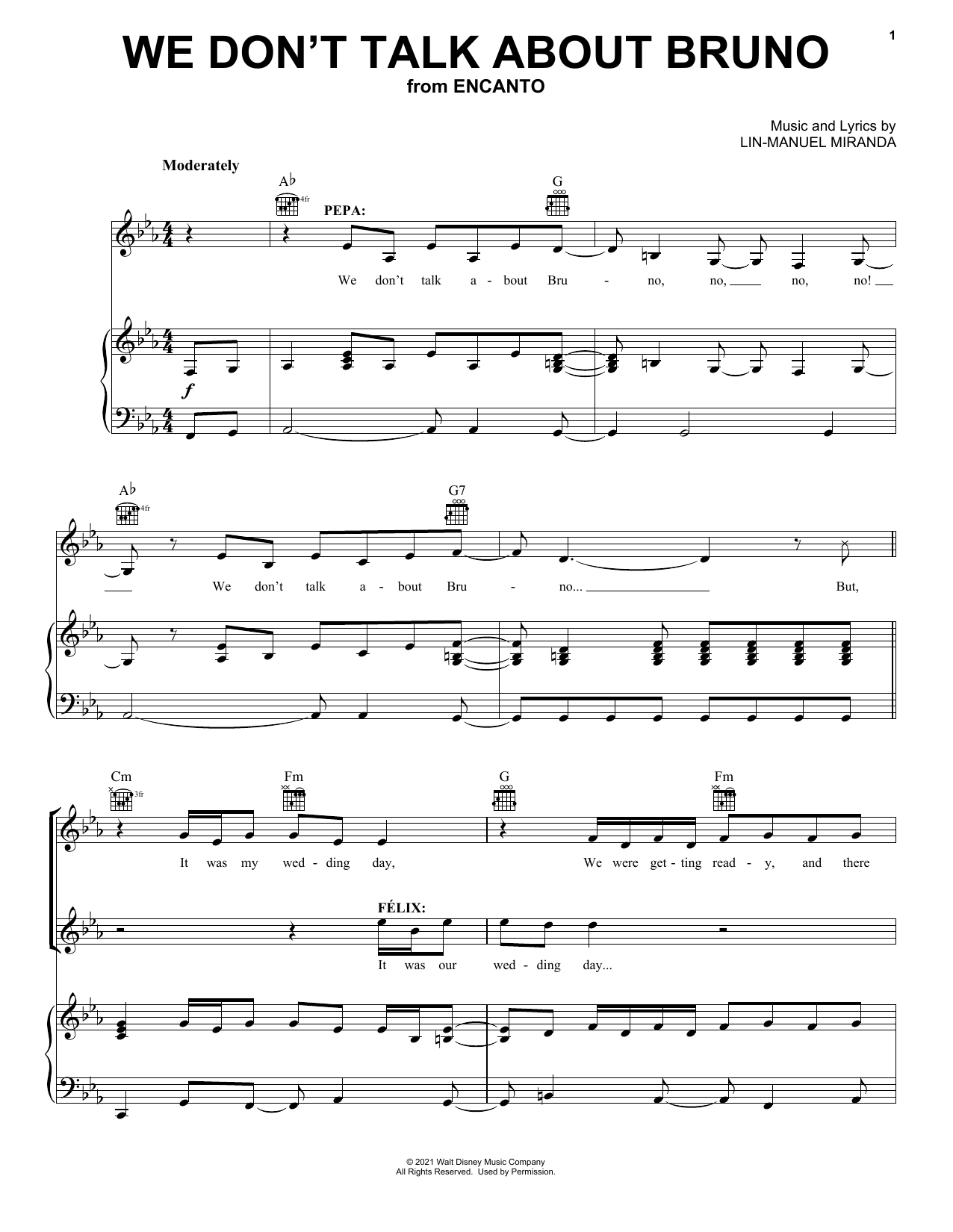 Lin-Manuel Miranda We Don't Talk About Bruno (from Encanto) sheet music notes and chords arranged for Tenor Sax Solo