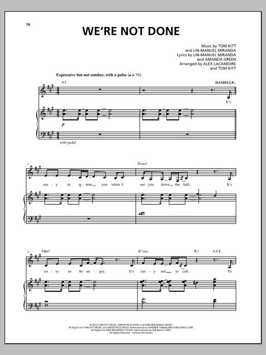 Lin-Manuel Miranda We're Not Done (from Bring It On: The Musical) sheet music notes and chords. Download Printable PDF.