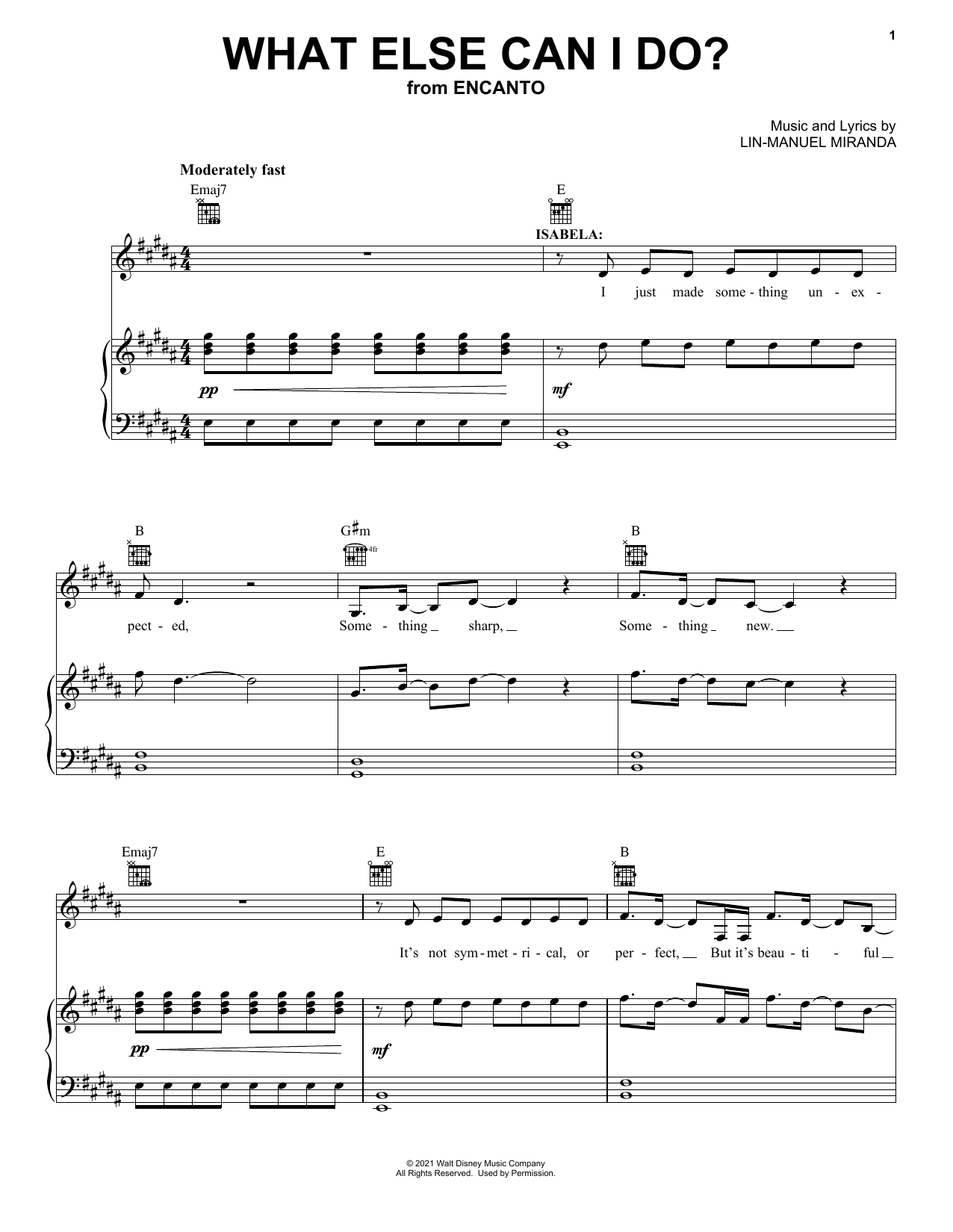 Lin-Manuel Miranda What Else Can I Do? (from Encanto) sheet music notes and chords. Download Printable PDF.