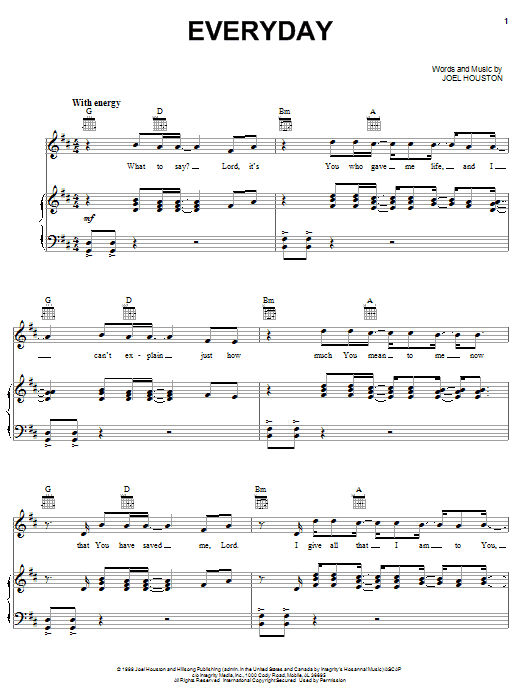 Lincoln Brewster Everyday sheet music notes and chords arranged for Piano, Vocal & Guitar Chords (Right-Hand Melody)