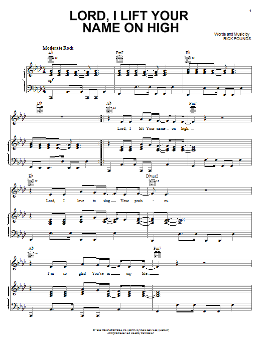 Lincoln Brewster Lord, I Lift Your Name On High sheet music notes and chords. Download Printable PDF.