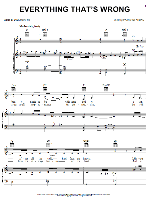 Learn to play Linda Eder Everything That's Wrong sheet music for Piano, Vocal & Guitar Chords (Right-Hand Melody) in minutes. Price: 7.8900$ Linda Eder Everything That's Wrong sheet music notes and chords arranged for Piano, Vocal & Guitar Chords (Right-Hand Melody)