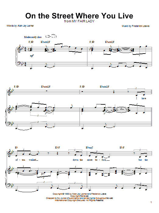 Learn to play Linda Eder On The Street Where You Live sheet music for Piano, Vocal & Guitar Chords (Right-Hand Melody) in minutes. Price: 7.8900$ Linda Eder On The Street Where You Live sheet music notes and chords arranged for Piano, Vocal & Guitar Chords (Right-Hand Melody)
