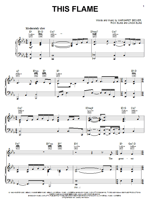 Learn to play Linda Elias This Flame sheet music for Piano, Vocal & Guitar Chords (Right-Hand Melody) in minutes. Price: 7.8900$ Linda Elias This Flame sheet music notes and chords arranged for Piano, Vocal & Guitar Chords (Right-Hand Melody)