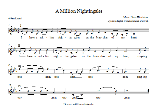 Linda Hirschhorn I Have a Million Nightingales sheet music notes and chords. Download Printable PDF.