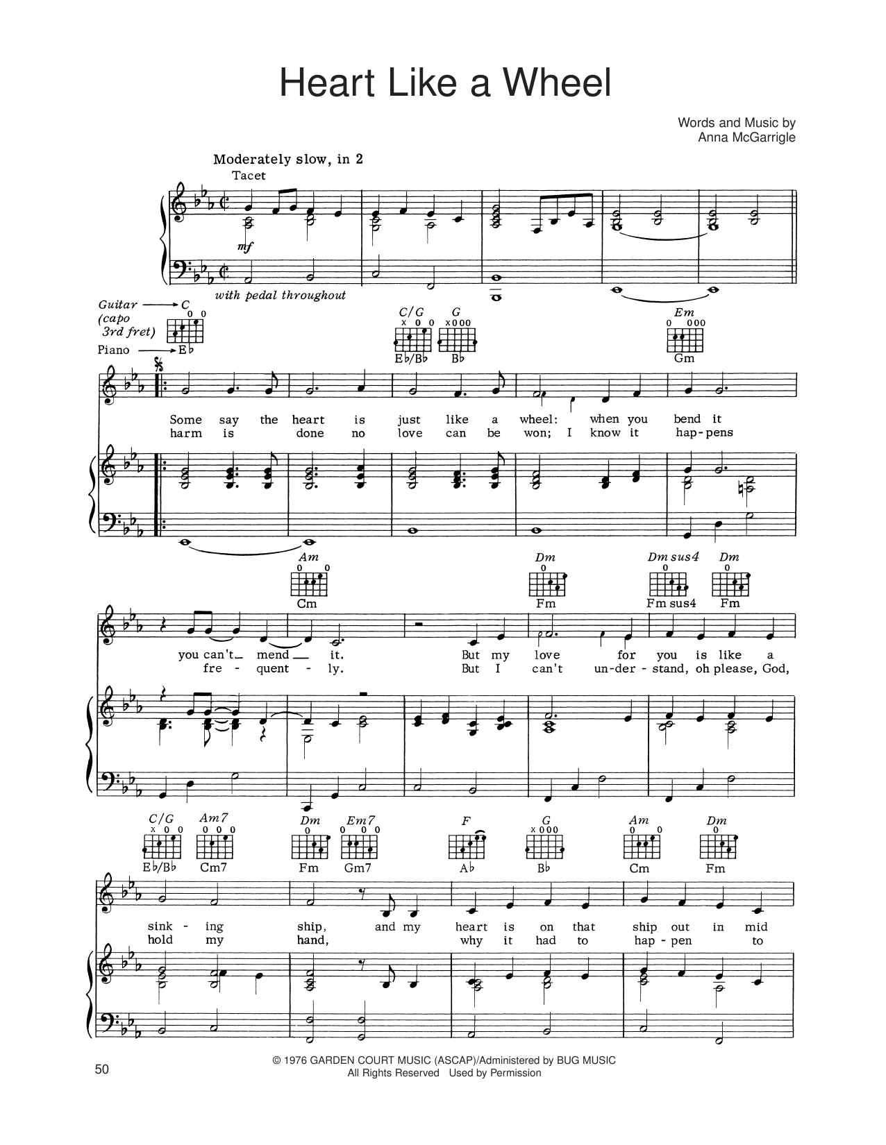 Linda Ronstadt Heart Like A Wheel sheet music notes and chords. Download Printable PDF.