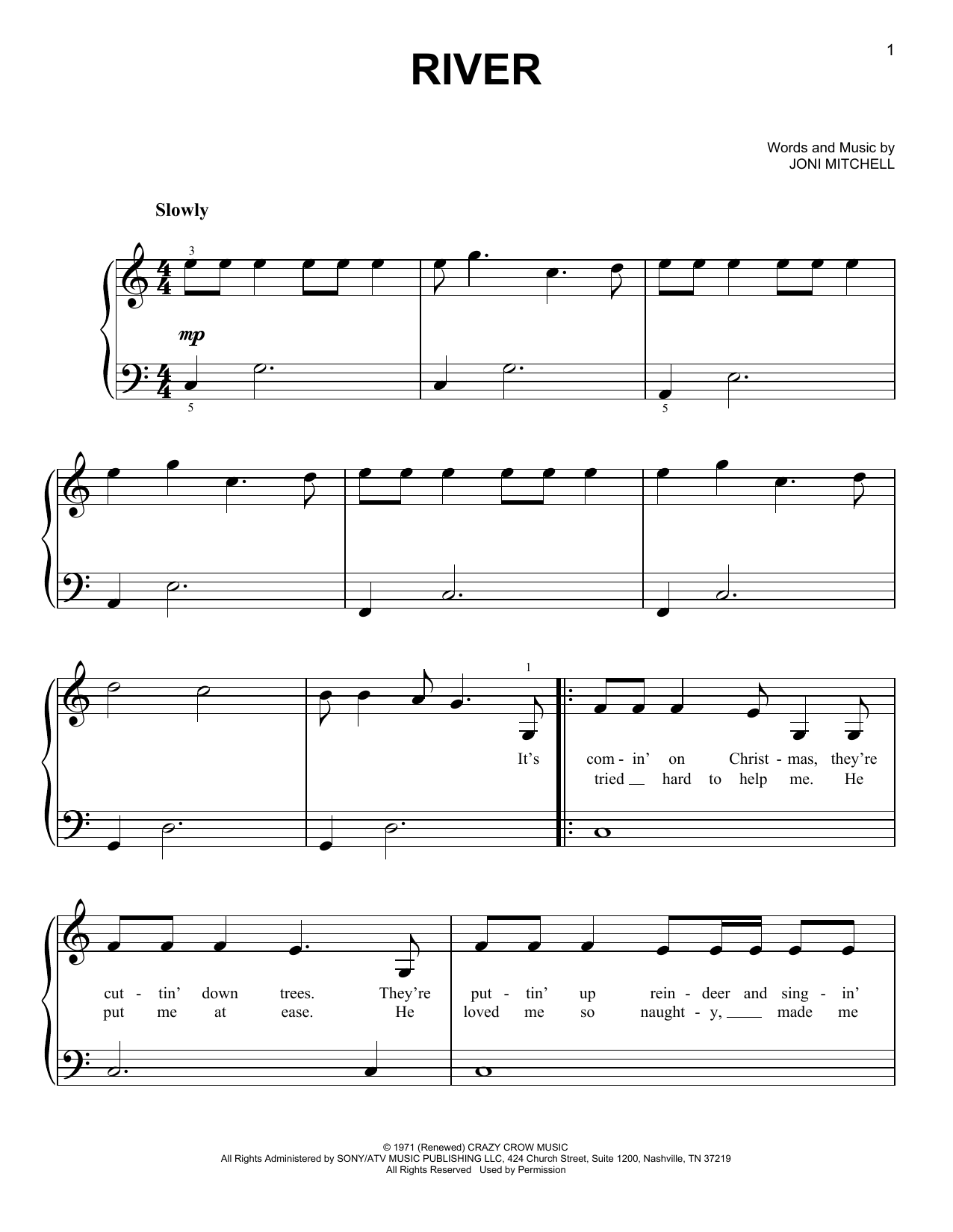 Linda Ronstadt River sheet music notes and chords. Download Printable PDF.