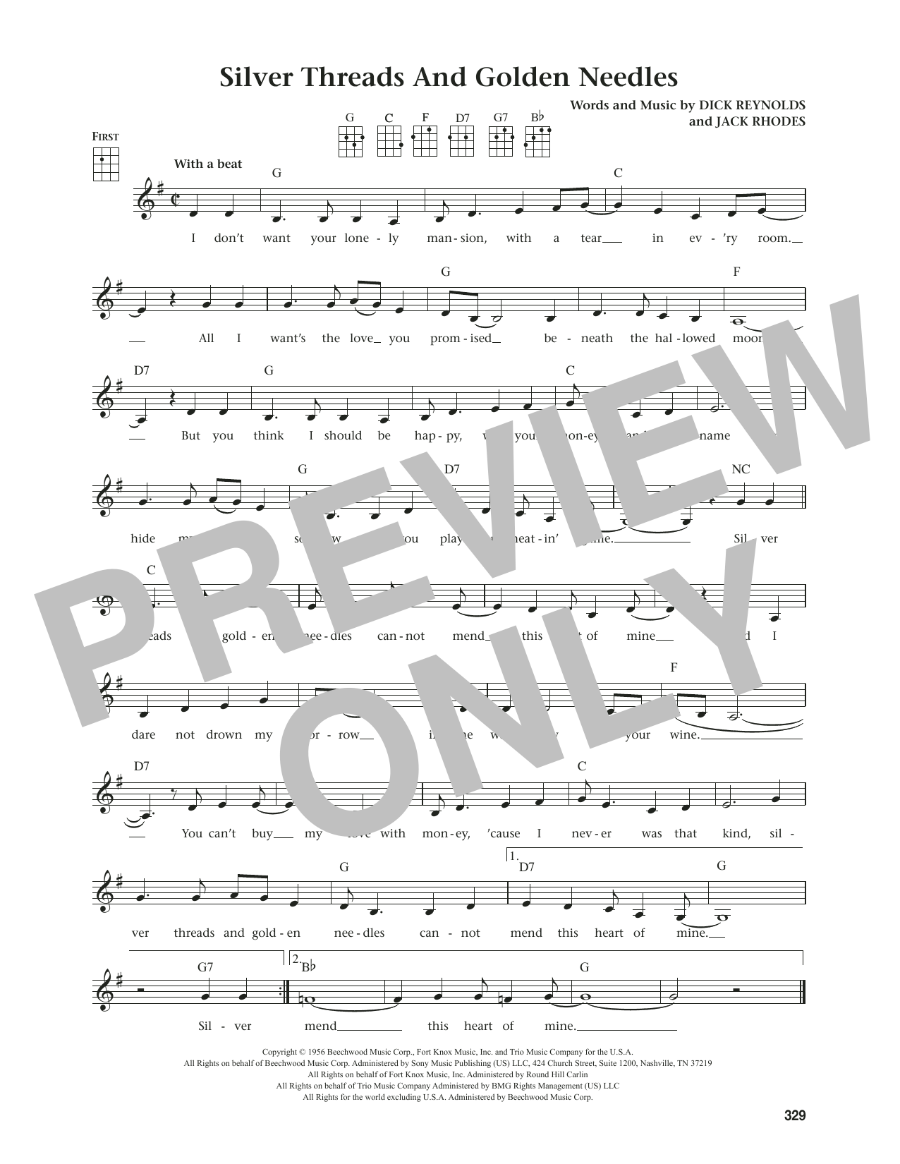 Linda Ronstadt Silver Threads And Golden Needles (from The Daily Ukulele) (arr. Jim Beloff) sheet music notes and chords. Download Printable PDF.