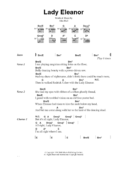 Lindisfarne Lady Eleanor sheet music notes and chords. Download Printable PDF.